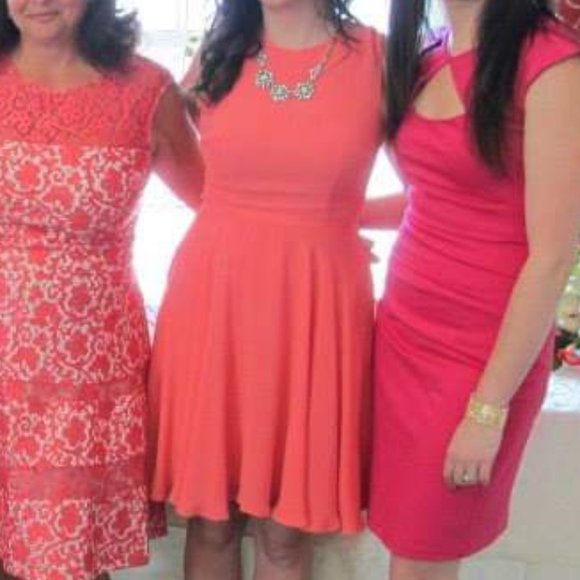 Coral Pink Wedding Guest Dress, French Connection Size 6 - Picture 5 of 5